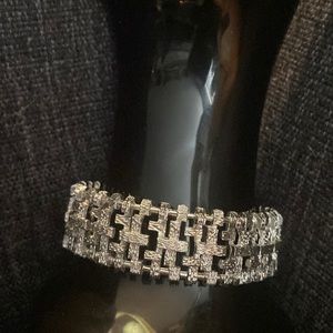 Vintage brutalist style silver tone bracelet